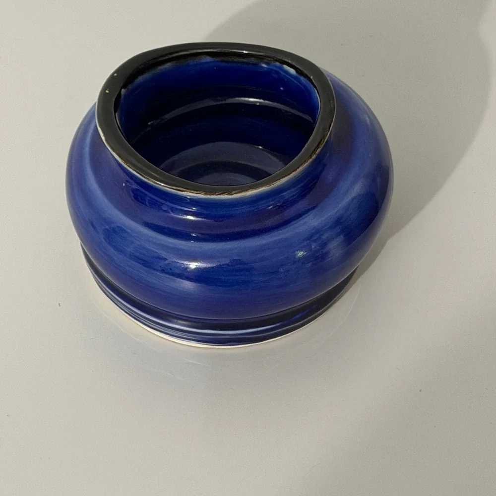 Studio Art Pottery Vase Small Blue Handcrafted Signed M Ceramic Decor